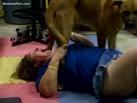 Fat German female savagely gives head to her recent dog